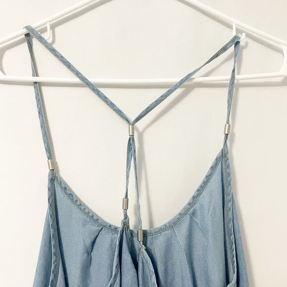 🟢Life in Progress Blue Denim Spaghetti Strap Top Size XS - Picture 3 of 7